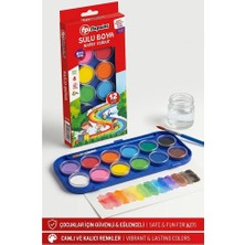 Artlantis 12 Renk Sulu Boya 28MM 1 Paket Fixpoint 12 Li Suluboya Fırça Hediyeli Canlı Renkler Kaliteli Yıkanabilir Zararsız
