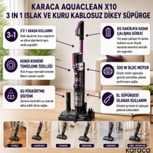 Karaca Tek Seferde Süpürme ve Silme Aquaclean X10 3 In 1 Islak ve Kuru Kablosuz Dikey Süpürge