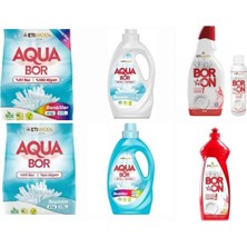 Boron Aquabor Aylık Temizlik Seti Çamaşır Deterjanı 146 Yıkama + Bulaşık Makine Için+ Bulaşık Elde Yıkama