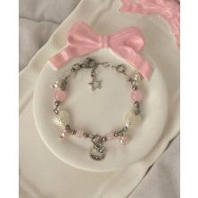 Vintage Kalp Boncuklu Hello Kitty Charmlı Y2K Fairycore Coquette Bileklik