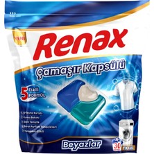 4 Adet Renax Çamaşır Makinesi Kapsülü Beyazlar 30'lu