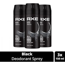 MiraLive 3 Adet Axe Erkek Deodorant & Bodyspray Black 48 Saat Etkileyici Koku Vücut Spreyi 150 ml
