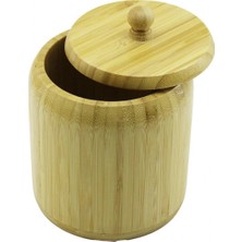 MiraLive No-12 Ahşap - Bambu Şekerlik Kapaklı Çap: 11.3cm Derinlik: 11CM (4887)