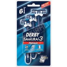 4 Adet Derby Samurai Platinum 3 Bıçaklı 6 Lı Poşet Blisterli