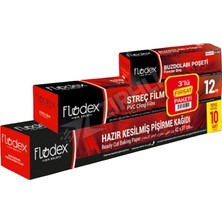 2 Adet Flodex 3'lü Fırsat Paketi ( Pişirme kağıdı + 12 mt Streç  + Buzdolabı Poşeti )