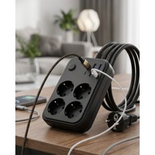 Kuzgun Ticaret Akım Korumalı Çoklu Priz 4 USB 2 Type C 4 Priz Güvenli ve Hızlı Şarj - Lisinya