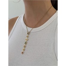 Hb Tasarım Trend Y Kolye Renkli Taşlı Çelik Kadın Kolye Çok Renkli Detaylarla Şıklık Sunuyor