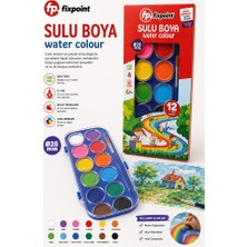ArtMaster 12 Renk Sulu Boya 28MM 1 Paket Fixpoint 12 Li Suluboya Fırça Hediyeli Canlı Renkler Kaliteli Yıkanabilir Zararsız