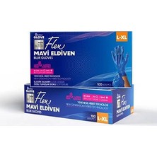 5 Adet Flex Pudrasız Eldiven L-Xl Boy 100'LÜ Mavi