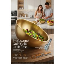 Transformacion Gold Çelik Profesyonel Kase 28 cm - Çok Amaçlı Karıştırma Kabı, Salata & Sunum Kasesi, Dekoratif Meyvelik 723295