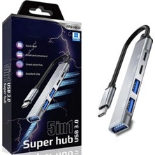 MiraLive 5in1 Metal USB Hub – Yüksek Hızlı Çoklayıcı, 5 Bağlantı Noktalı, Dayanıklı ve Taşınabilir Tasarım