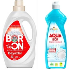 Boron Doğal Mineralli Çamaşır Deterjanı Beyazlar Için 26 Yıkama+ 1 Adet 650 ml Aquabor Bulaşık Deterjanı