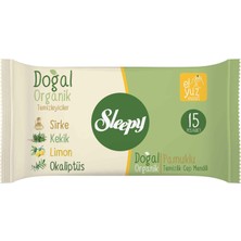 7 Adet Sleepy Doğal Organik Pamuklu Islak Cep Mendili 3X15'LI