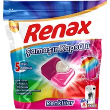 3 Adet Renax Çamaşır Makinesi Kapsülü Renkliler 30'lu