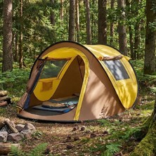 MiraLive 2 Kişilik Vagon Tipi Yarı Otomatik Kamp Çadırı – Çift Kapılı, Çift Pencereli, Hafif Taşınabilir Outdoor Doğa Çadırı 220X120X90 cm (4887)