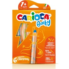 Carioca 3ü1 Arada Jumbo Ahşap Gövdeli Boya Kalemi 6lı