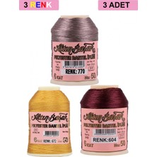 MiraLive 3 Adet Altınbaşak Oya ve Dantel Ipi 20 gr -  - No: 672 - 604 - 770