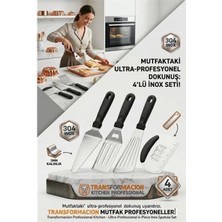 MiraLive 304 Inox Paslanmaz Çelik 4’lü Spatula ve Hamur Kesici Seti - Ultra Profesyonel Seri 723144
