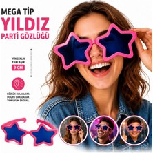 MiraLive Mega Tip Yıldız Parti Gözlüğü Pembe Renk