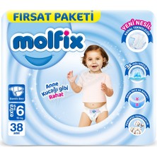 2 Adet Molfix Fırsat Paketi (6 No) Extra Large Bebek Bezi 38LI
