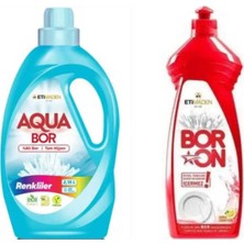 Boron Aquabor Doğal Sıvı Çamaşır Deterjanı Renkliler Için 33 Yıkama+Bulaşık Deterjanı 820 ml Tm