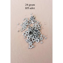 MiraLive Oya Abiye Bileklik Kolye Pleksi Metalik Plastik Pul Gümüş Renk 24 Gram 105 Adet - BNC561