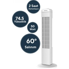 MiraLive Beyaz 50W 3 Kademe - Zamanlayıcı Kule Tipi Vantilatör KTF-258W (4887)