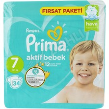 3 Adet Prima Aktif Bebek Xx Large (7 No) 34'lü Fırsat Paketi