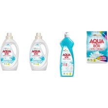 Boron Aquabor Doğal Mineralli Sıvı Beyaz + Sıvı Beyaz  + Elde Bulaşık + 4 kg Renkliler 4 Lü Set