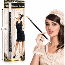 MiraLive 30 cm Siyah Payetli Sigara Tutacağı – 1920’LER Gatsby Parti Aksesuarı (4887)