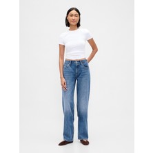 Gap Kadın Mavi Mid Rise Rigid Relaxed Straight Jean Pantolon