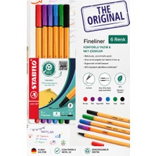 ArtMaster 6 Renk Fineliner Kalem 1 Paket Stabilo Point 88 6 Lı Ana Renkler Ince Keçe Uçlu Kalem 0.4mm Su Bazlı Mürekkep