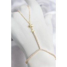 Inure Jewelry Gold Renk Pirinç Zirkon Taşlı Kutup Yıldızı Model Şahmeran