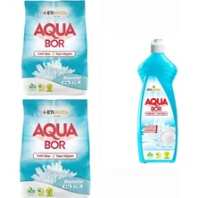 AQUABOR Doğal Mineralli Beyazlar Için Çamaşır Deterjan 6 kg 2 Adet+Elde Yıkama Bulaşık Deterjan