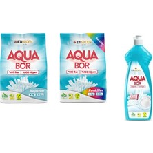 Eti Maden Aquabor Doğal Mineralli 4 kg Beyaz + 4 kg Renkliler + Elde Bulaşık 3 Lü Set