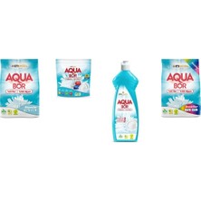 Boron Aquabor Doğal Mineralli 4 kg Beyaz + Tablet + Elde Bulaşık + 4 kg Renkliler 4 Lü Set