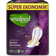 5 Adet Molped Supernight Önü Uzun Süper Ekonomik Gece 14'lü