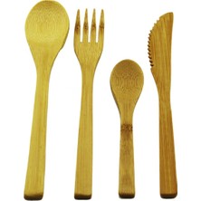 MiraLive 4pcs  Ahşap Bambu Mutfak Seti  2 Kaşık - Çatal - Bıçak (4887)