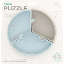 OiOi Puzzle Mama Tabağı Mineral Blue Powder Grey (3 Adet)