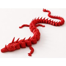 55 cm Hareketli 3D Baskı Kırmızı Ejderha Figürü – Eklemli Dragon Dekoratif Koleksiyonluk Fantastik Masaüstü Süs