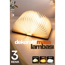 Edewatt Kitap Şeklinde Masa Lambası 3 Renk USB Şarj Edilebilir