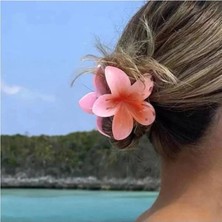 Hb Tasarım Pembe Lotus Çiçek Parlak Akrilik Kadın Mandal Toka