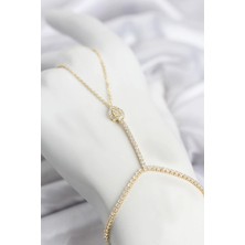Inure Jewelry Gold Renk Pirinç Zirkon Taşlı Damla Model Şahmeran