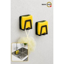 MAİN SHOP 2 Adet Bulaşık Süngeri Tutacağı 3 M Yapışkanlı Paslanmaz Çelik Sünger Tutucu Kancalı Askı M-Sng2