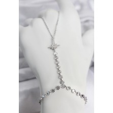 Inure Jewelry Gümüş Renk Pirinç Kutup Yıldızı Zirkon Taşlı Şahmeran