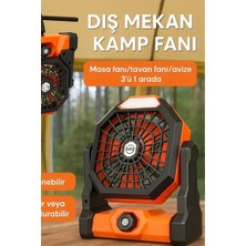 Byanes Taşınabilir LED Işıklı Mini Fan, Masaüstü ve Kamp Çadırı Vantilatörü
