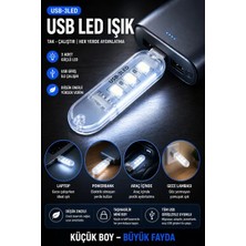 Byanes USB Girişli 3 LED Beyaz Işık Powerbank Ampülü, Gece ve Kamp Aydınlatması