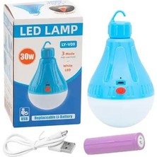 Byanes Şarjlı, Çakarlı, Kancalı 30W 3 Mod LED Kamp ve Acil Durum Lambası