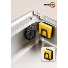 MAİN SHOP 2 Adet Bulaşık Sünger Tutacağı Kancalı Yapışkanlı Paslanmaz Bulaşık Sünger Tutucu Askı M-Sng2