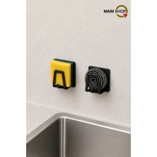 MAİN SHOP 2 Adet Yapışkanlı Paslanmaz Kancalı Bulaşık Sünger Tutucu Tutacağı Çok Amaçlı Askı M-Sng2